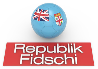 Fußball mit Flagge Republik Fidschi, deutsche Version, Version 3, 3D-Rendering