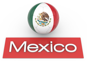 Fußball mit Flagge Mexico, Version 3, 3D-Rendering © Martin