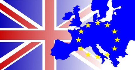 Brexit -
On the British flag is a map of Europe, marked by the European stars.
