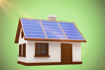 Composite image of 3d illustration of house with solar panels