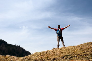 Wanderer hat sein Ziel erreicht