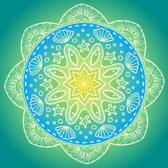 Decorative sea round mandala. Vector illustration