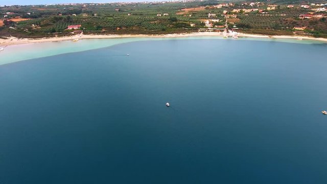 flying above beautiful Lake Kournas at Crete