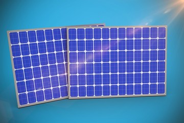 Composite image of 3d image of blue solar equipment