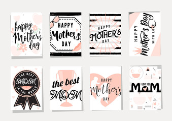 Vector illustration of card set for happy mothers day holiday greeting