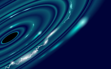 Space Black Hole abstract glow blue vector illustration layout. Galaxy nebula deep danger gravity. Light fiction design supernova art