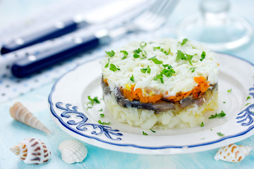 Salad with fish and vegetables