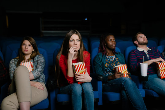 Young Woman Captivated By A Movie