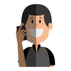young man with smartphone avatar character