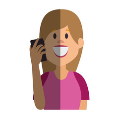 young woman with smartphone avatar character