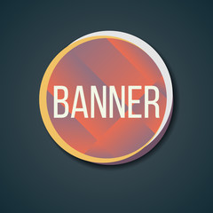 Round banner with red gradient diagonal parts. Vector