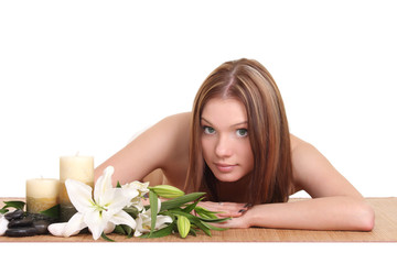 Fototapeta na wymiar Beautiful Woman Getting Spa Massage in Spa Salon