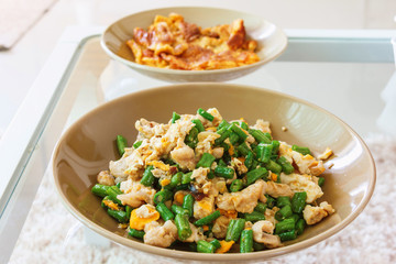 cow pea fresh with pork pieces