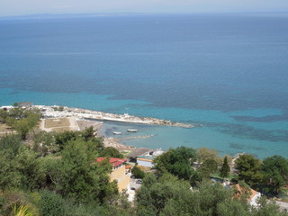 Fototapeta na wymiar Panoramic view of the city and ocean in Zakynthos (Greece)