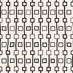 Vector Seamless Pattern. Abstract Background With Brush Lines. Monochrome Hand Drawn Geometric Shapes Texture