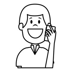 young man with smartphone avatar character