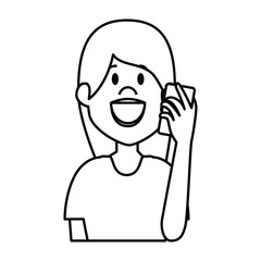 young woman with smartphone avatar character