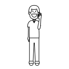 young man with smartphone avatar character