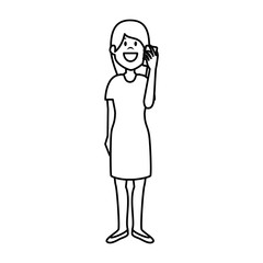 young woman with smartphone avatar character