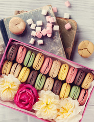 Colorful macaroons. Sweet macarons