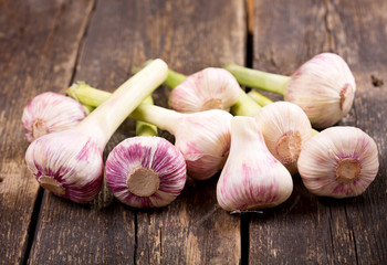 fresh garlic on a table