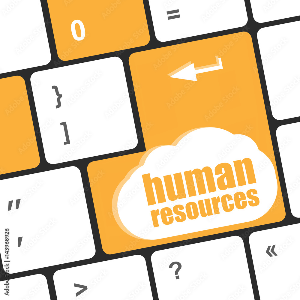 Poster human resources button on computer keyboard key