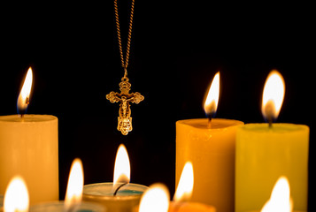 Candle flame isolated on black