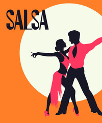 Salsa dancers card - obrazy, fototapety, plakaty