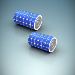 Composite image of digitally generated image of 3d solar battery