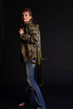Girl mercenary with Russian RPG18 (Mukha) rocket launcher