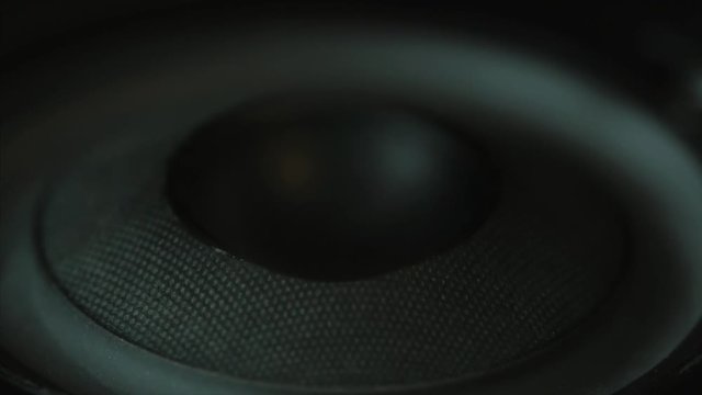 close up of woofer in action. 4k.