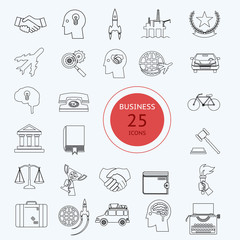 Icons Business Travel Sport law set retro flat design concept vector illustration