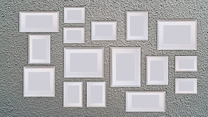 blank picture frame template set for Photo or picture painting art gallery in interior isolated on wall background .