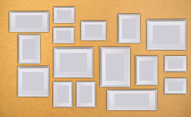 blank picture frame template set for Photo or picture painting art gallery in interior isolated on wall background .