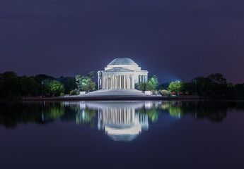 Jefferson memorial at night