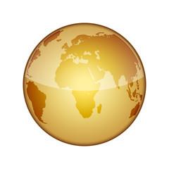 Golden globe icon. Vector illustration.