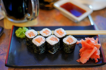 Sushi with salmon