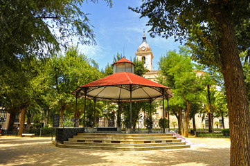 Paseo del Prado y catedral de Ciudad Real, Castilla la Mancha, España