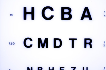 Optician eye test chart
