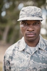 Naklejka na ściany i meble Portrait of confident military soldier