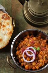 Channa Masala / Chole -Indian Curry with Chickpeas served in a Kadai