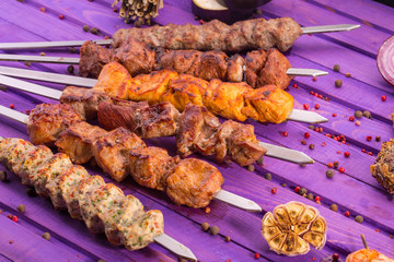 The meat on skewers fried on coals with spices