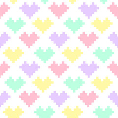 Fototapeta na wymiar Cute seamless pattern of hearts in pastel colors on a white background. It can be used for packaging, wrapping paper, textile, phone case etc.