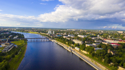 Fototapeta na wymiar Aerial view on Pskov old town