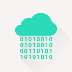 Digital cloud flat icon. Big data computing vector illustration.