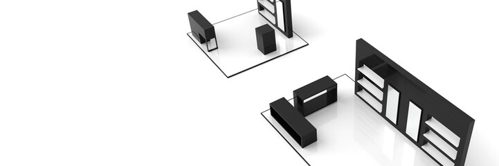 Empty exhibition kiosk, with copy space. Original 3d rendering project