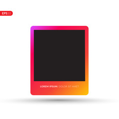 Photo frame with trend gradient for profile. Colorful plastic border on a white background. Vector illustration frame.