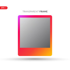 Photo frame with trend gradient. Colorful plastic border on a white background. Vector illustration frame template.