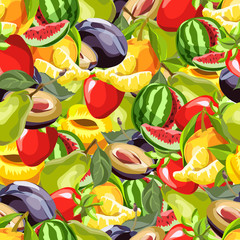 Seamless pattern with hand-drawn fruits