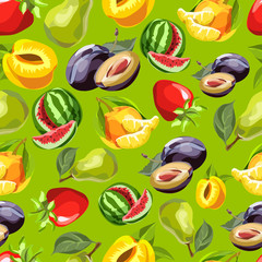 Seamless pattern with hand-drawn fruits